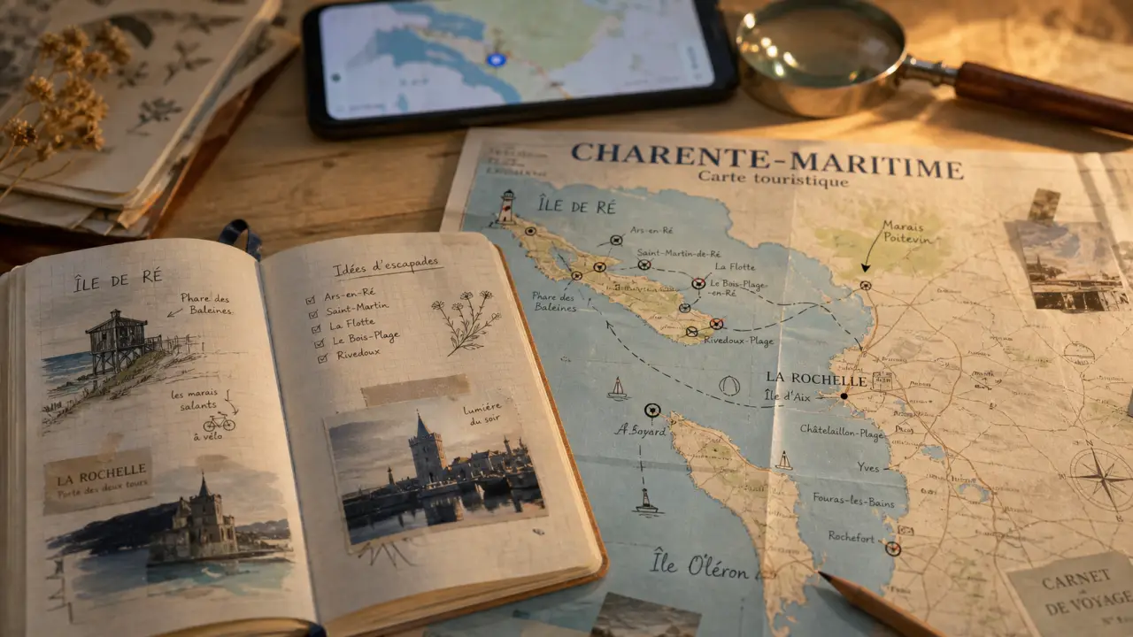 Carte tourisme Charente maritime : repérer les sites sur une carte papier