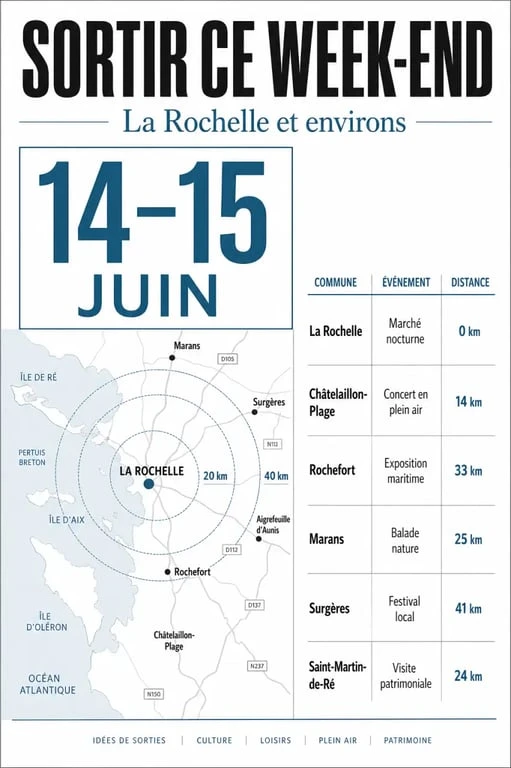 Brocante la rochelle ce week end : agenda visuel des dates, communes et distances autour de La Rochelle