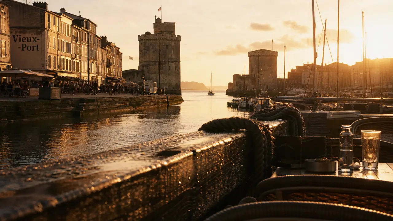 La Rochelle activités Vieux-Port golden hour, voilier et tours.