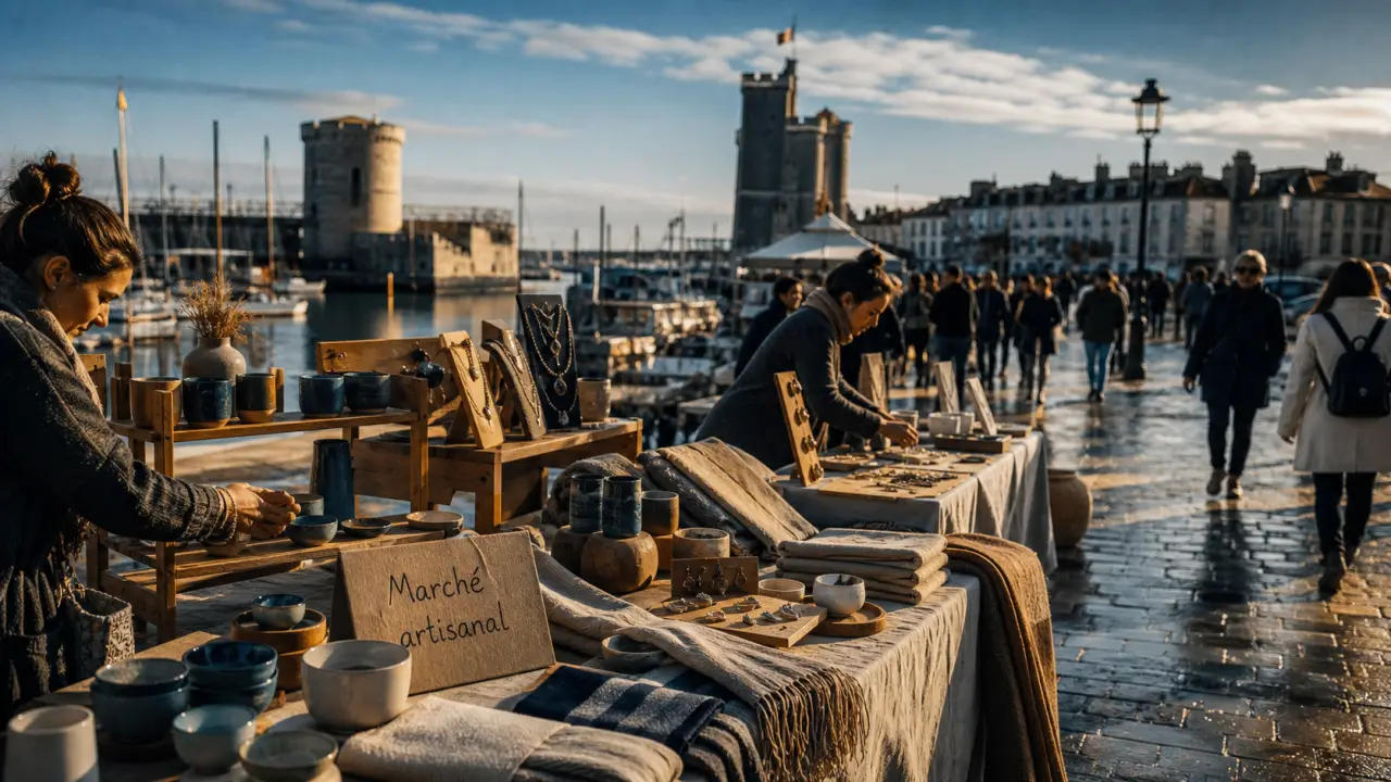 Marché artisanal la Rochelle au Vieux-Port : stands et créations faites main