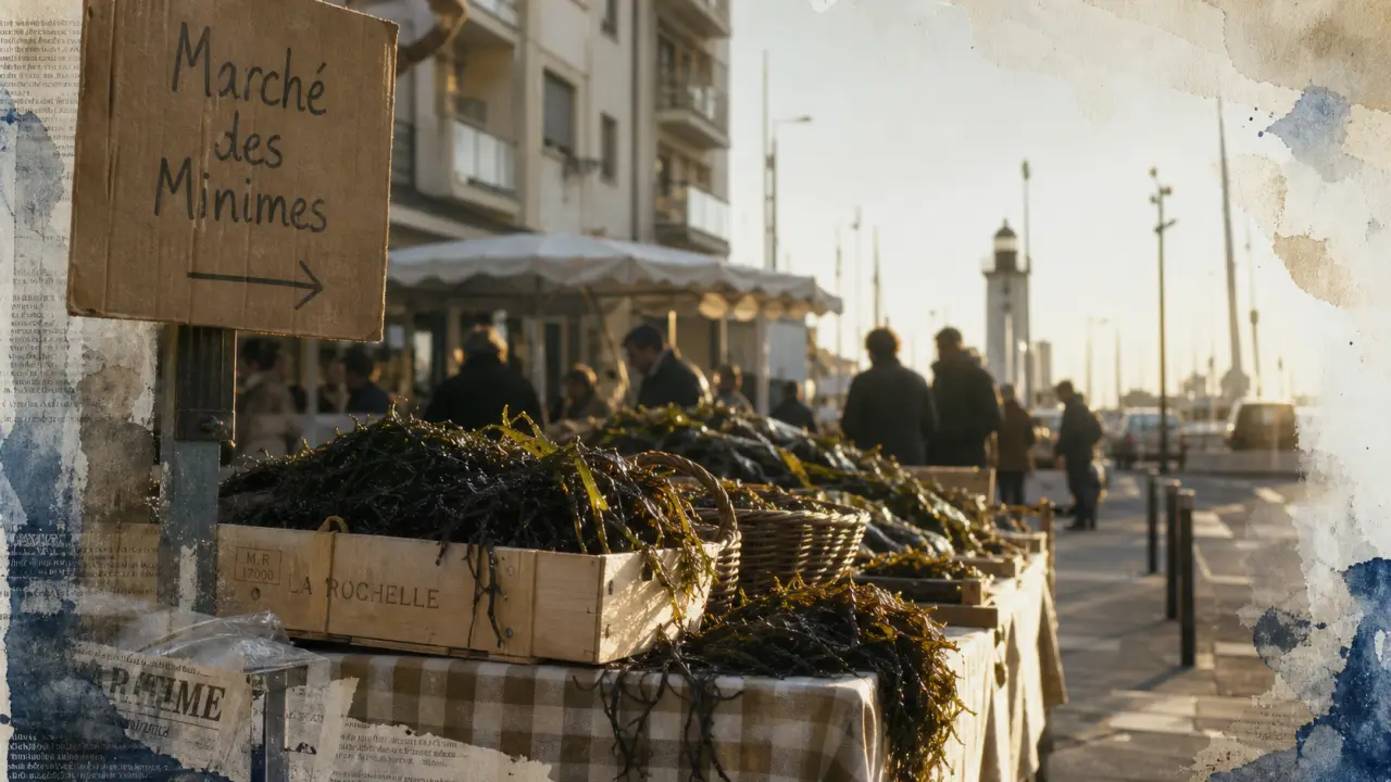 Marché des minimes la rochelle, Avenue du Lazaret, étal au petit matin