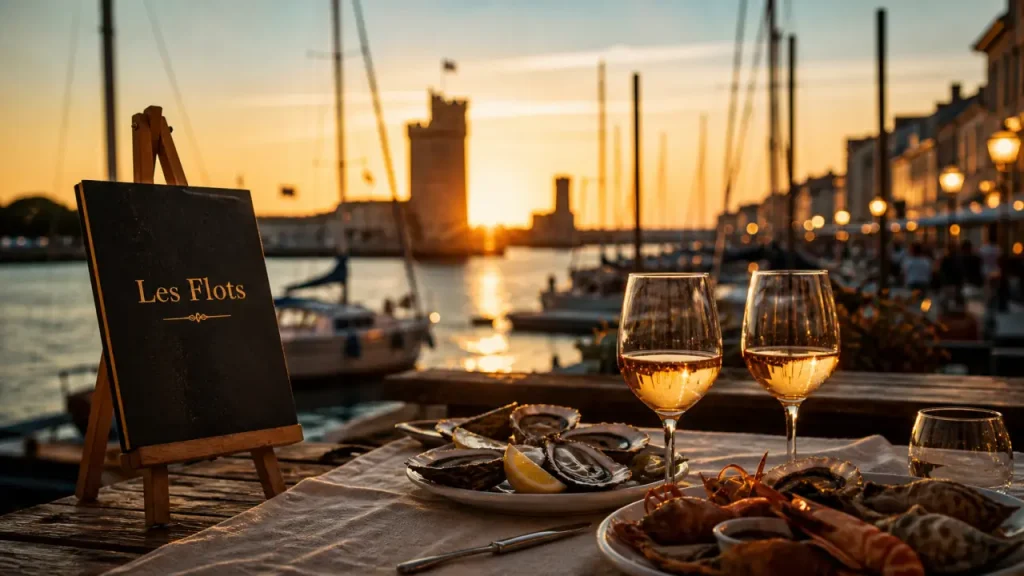 Restaurant sur le port La Rochelle avec vue sur le Vieux-Port, table bord de mer