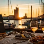 Restaurant sur le port La Rochelle avec vue sur le Vieux-Port, table bord de mer