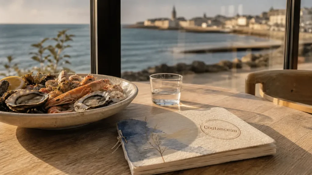 Restaurants coutanceau la rochelle : table fruits de mer près de l’océan