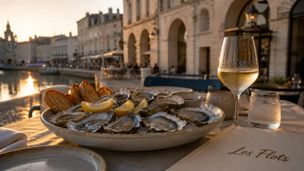 Restaurants les flots La Rochelle : plateau fruits de mer au Vieux-Port