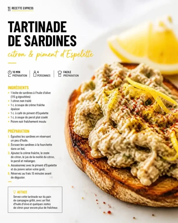 Recette de tartinade de sardines pour bar à tapas rochelais