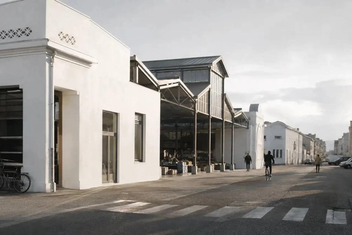 Marché port neuf la rochelle, repère visuel de quartier autour de la place de l’Ile de France