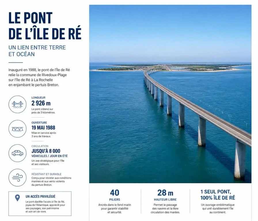 Le pont de l'île de Ré vu depuis le ciel lors d'un trajet depuis La Rochelle