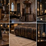 Musée protestant de la rochelle : intérieur du temple et objets du culte huguenots